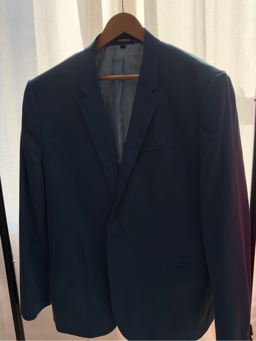 Express Men's Blue Two-Button Suit Jacket